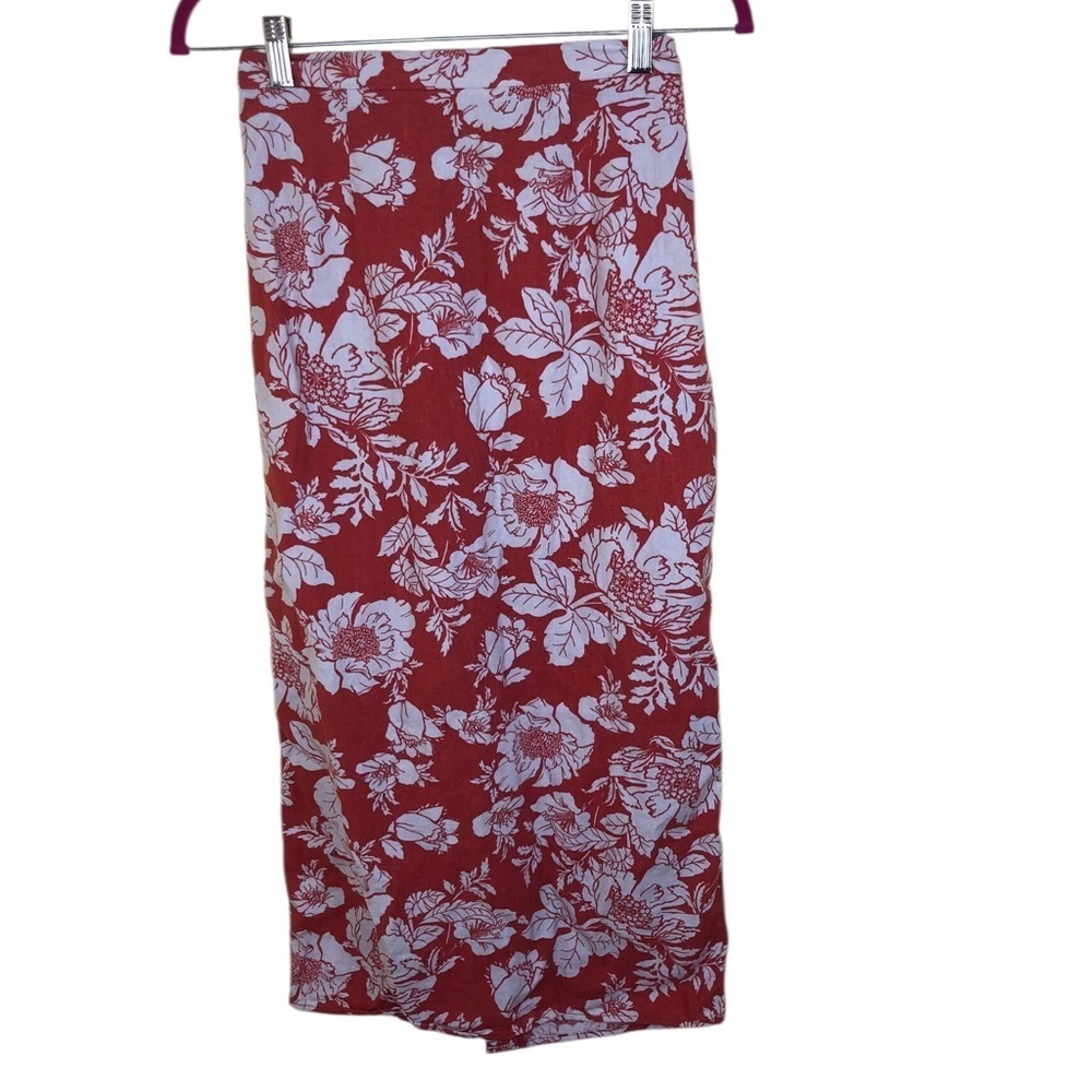 Old Navy floral Linen-Blend slit tropical Maxi Skirt size XS